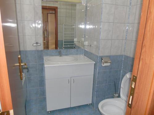 a bathroom with a sink and a toilet at Хотел Флора private studio All seasons in Borovets