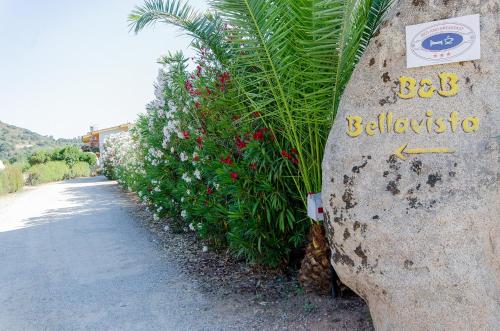 a sign on the side of a wall with plants at Bellavista in Loceri