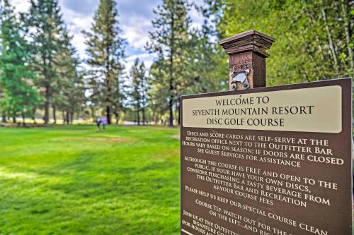 a sign in a park with a dog on it at Bend Condo with Deck, Resort-Style Amenities and Views in Bend