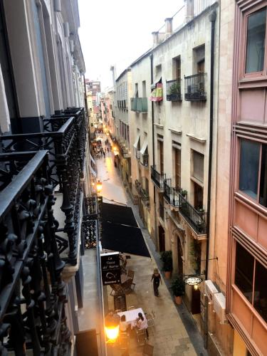 an overhead view of a city street with buildings at Arenal Suites Alicante in Alicante