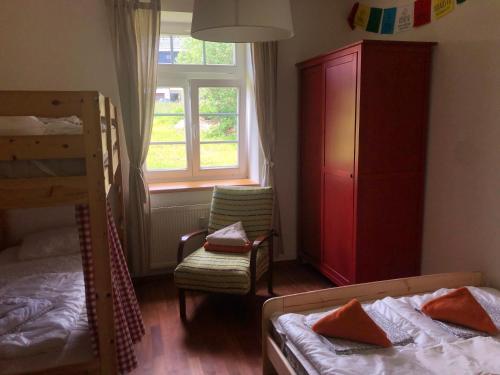 Postel nebo postele na pokoji v ubytování Apartman Kvilda 126