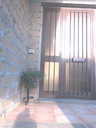 a door with a plant in front of a building at B&B SAN FRANCESCO in Bagnoregio