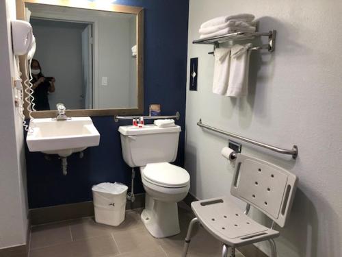 a bathroom with a white toilet and a sink at Baymont by Wyndham - Chicago - Addison - O'Hare in Addison