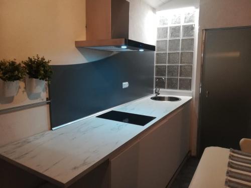 a kitchen with a sink and a counter top at la casita in Le Bourg-dʼOisans
