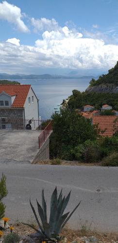 a house on the side of a road next to the water at New studio app for 2 in Babino Polje