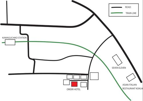 a schematic diagram of the proposed redevelopment of the site at OriOri House Hotel Mt Fuji view 全室富士山ビューの貸切り宿 折々 in Fujikawaguchiko