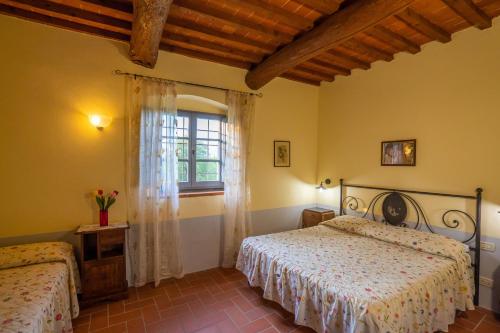 a bedroom with two beds and a window at Agriturismo Relais Campiglioni in Montevarchi