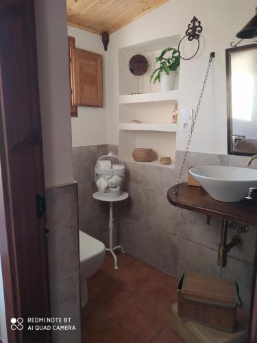 a bathroom with a sink and a toilet at La Casucha junto al mar in Vilagarcia de Arousa
