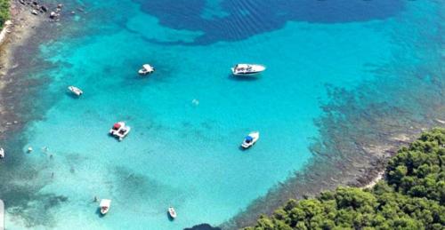 a group of boats in a body of water at Villa royale with shared pool in Hvar