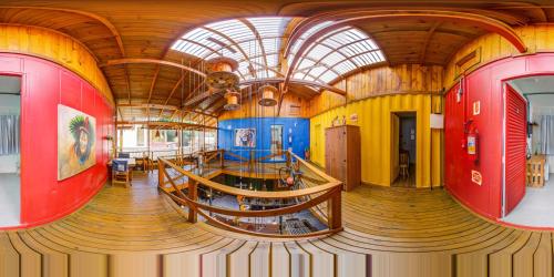 a large room with a train inside of it at Alma Brava in Itajaí