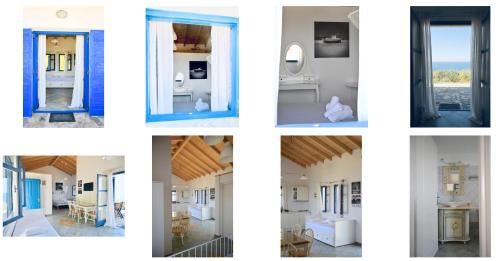 a collage of four pictures of a house at Muses sea view bungalow in Armenistis