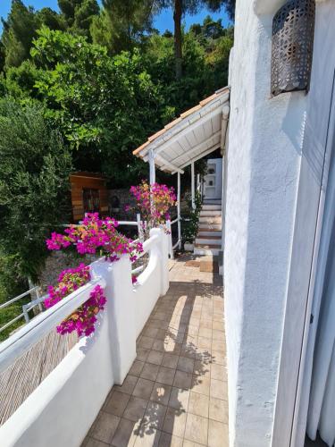 a white fence with flowers on the side of a house at Soqquadro Art&Relax - Spotorno (SV) Sea View in Spotorno