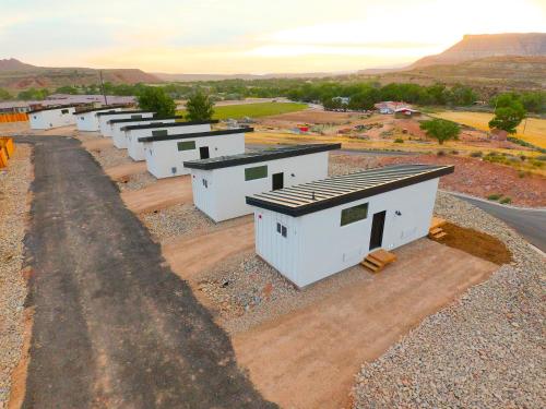 an overhead view of a row of white buildings at Zion Wildflower Resort in Virgin