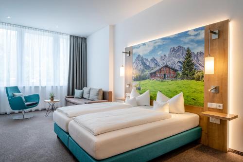 Katil atau katil-katil dalam bilik di AVALON Hotel Bad Reichenhall