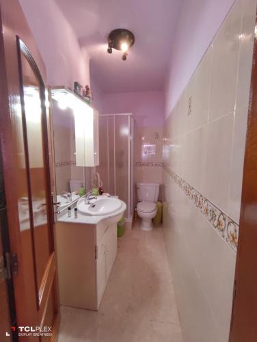 a bathroom with a sink and a toilet at Vivenda Diniz in Silves