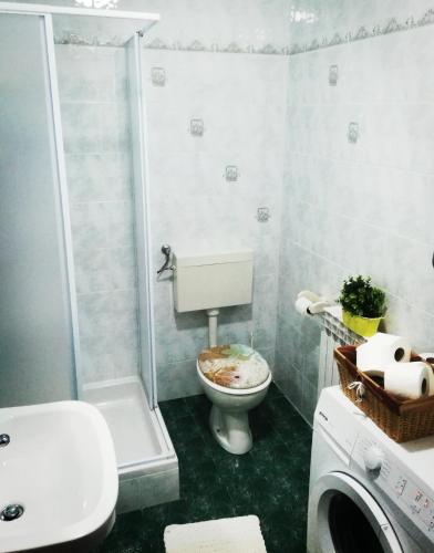a bathroom with a toilet and a shower at Villa Laurea in Lovran