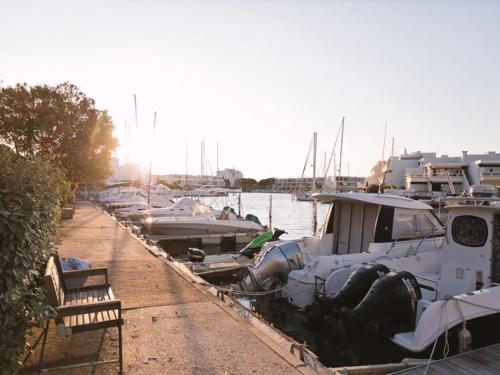 un groupe de bateaux amarrés dans un port de plaisance dans l'établissement Marina NS Guesthouse, au Grau-du-Roi