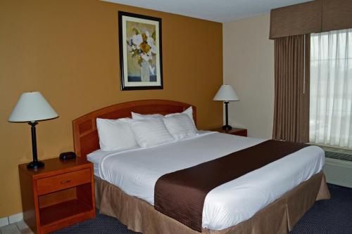 a hotel room with a large bed and a window at Paola Inn and Suites in Paola