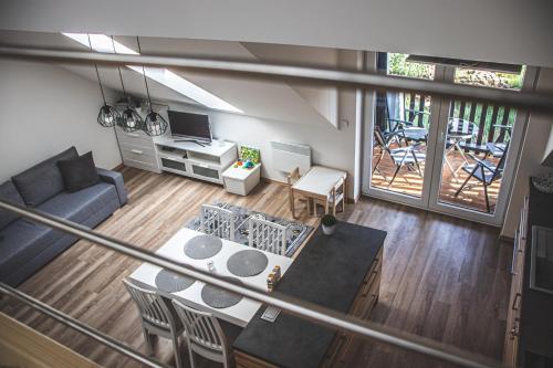 an overhead view of a living room and dining room at Apartmán Na Vršku in Dolní Morava
