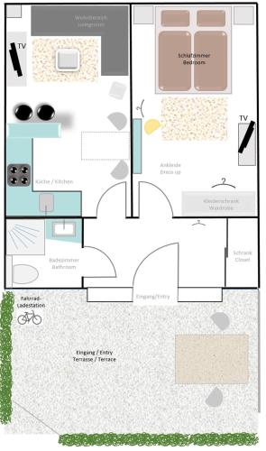 Pelan lantai bagi Tiny Apartment LIVE-IN Wertheim am Main