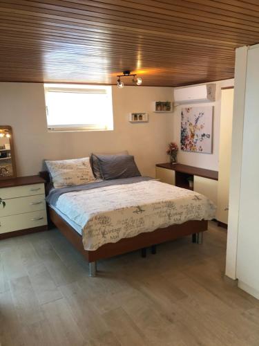 1 dormitorio con cama y ventana en Casa Hortensia en Njivice