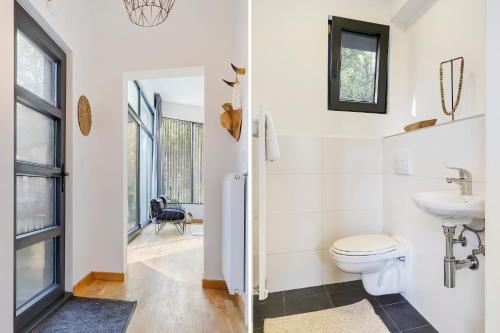 a bathroom with a toilet and a sink at Vakantiecentrum 't Schuttenbelt in Enter