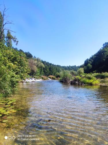 a river with trees on the side of it at SMARAGD RIVER near Rastoke & Plitvice Lakes in Slunj