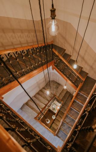 an overhead view of a staircase in a building at Casa Etxalde in Camprodon