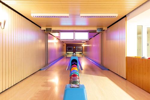 a bowling alley with a ball in the middle at Berghotel Drei Brüder Höhe in Marienberg