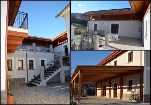 un grupo de tres fotos de una casa con escaleras en 'U Vardar Agriturismo, en San Chirico Raparo