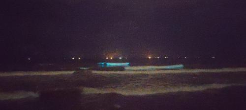 a boat sitting on the beach at night at Sea Hut Homestay in Cochin