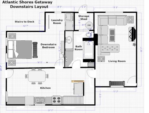 Půdorys ubytování Atlantic Shores Getaway steps from Jax Beach Private House Pet Friendly Near to the Mayo Clinic - UNF - TPC Sawgrass - Convention Center - Shopping Malls - Under 3 Hours from DISNEY