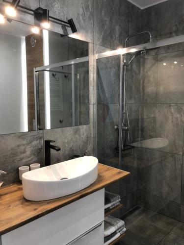 Ένα μπάνιο στο Apartament Avanti z Klimatyzacją i Garażem