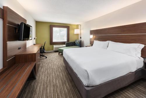 a hotel room with a large bed and a television at Holiday Inn Express Warrenton by IHG in Warrenton