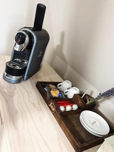 Hotel Krumbachにあるコーヒーまたはお茶