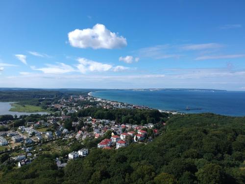 an aerial view of a town next to the water at Ferienhaus Meeresrauschen in Binz