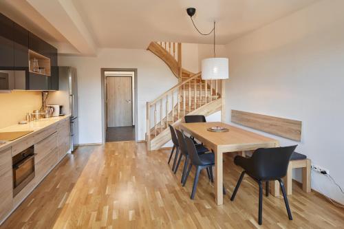 Kuchyň nebo kuchyňský kout v ubytování Luční apartmán Tymiána