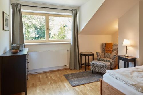 Postel nebo postele na pokoji v ubytování Luční apartmán Tymiána