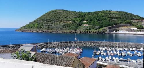 a bunch of boats are docked in a harbor at BayView House in Angra do Heroísmo