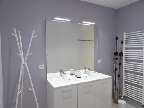 a bathroom with a white sink and a mirror at Litdevin in Uchizy