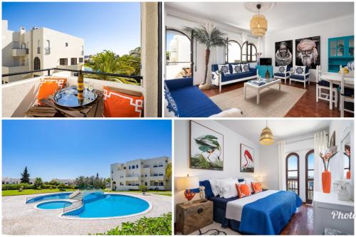 a collage of photos of a hotel room at Alvor Apt 2 bedrooms AC & Pools near town and beach sleeps 6 in Alvor