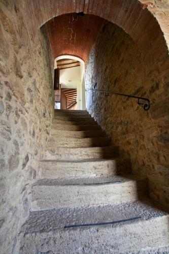 a staircase in a stone wall with a stair case at Relais Riserva di Fizzano in Castellina in Chianti
