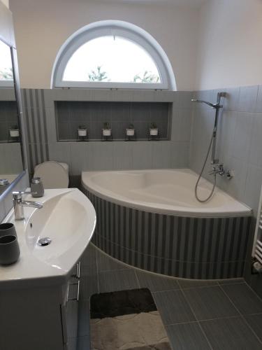 Koupelna v ubytování Apartmány Rosijo
