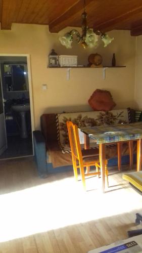 Cabana Fagilor في Someşu Cald: غرفة معيشة مع طاولة وأريكة