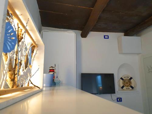 Televízia a/alebo spoločenská miestnosť v ubytovaní La casa nella Torretta