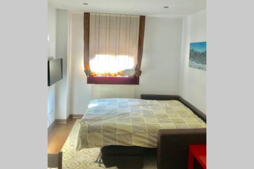 1 dormitorio con 1 cama en una habitación con ventana en San Isidro Estación de Esqui, en San Isidro