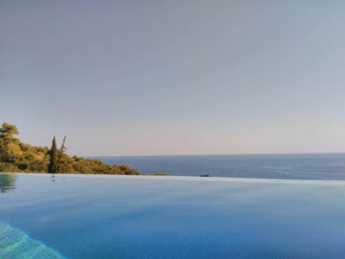 a swimming pool with the ocean in the background at Zante Fiore Suites in Xirokástellon