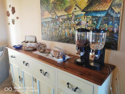a counter with a blender on top of a cabinet at Bed And Breakfast "ANNA" in Bagnara Calabra