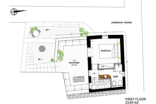 a floor plan of a house with at Chora Elegant Traditional House in Amorgos
