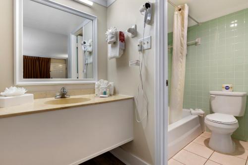 a bathroom with a sink and a toilet and a mirror at Econo-Lodge of Conway in Conway